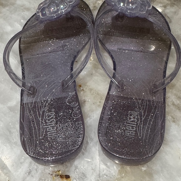 Melissa Silver Glitter Sandals with Shell Accent - Picture 2 of 5